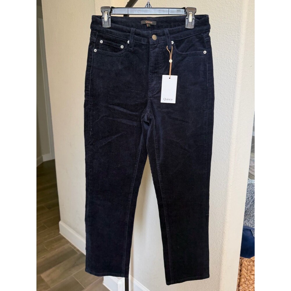 Quince Organic Stretch Corduroy Straight Leg Pants / Deep Navy / 4